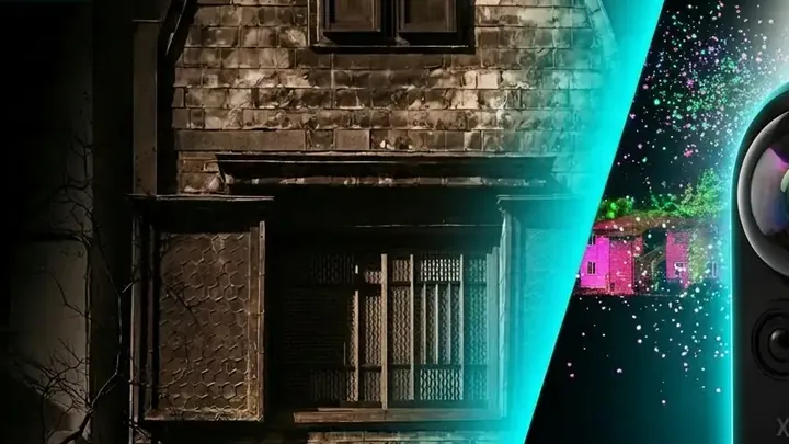 Außenwand von Izutsuya, dargestellt mit den Tupfern des 3D Gaussian Splatting