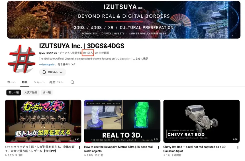 YouTube-kanalen IZUTSUYA Inc. | 3DGS&4DGS